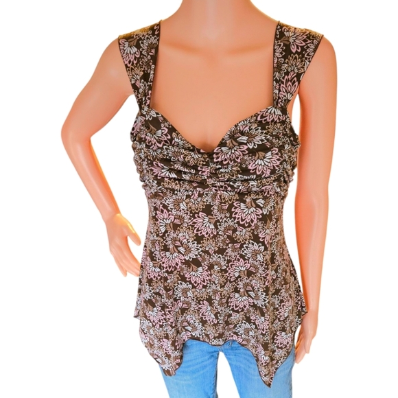 Wmns Asymmetrical Floral Tank Fairycore Sweetheart Sz XL Whimsigoth y2k 90s - Picture 2 of 12